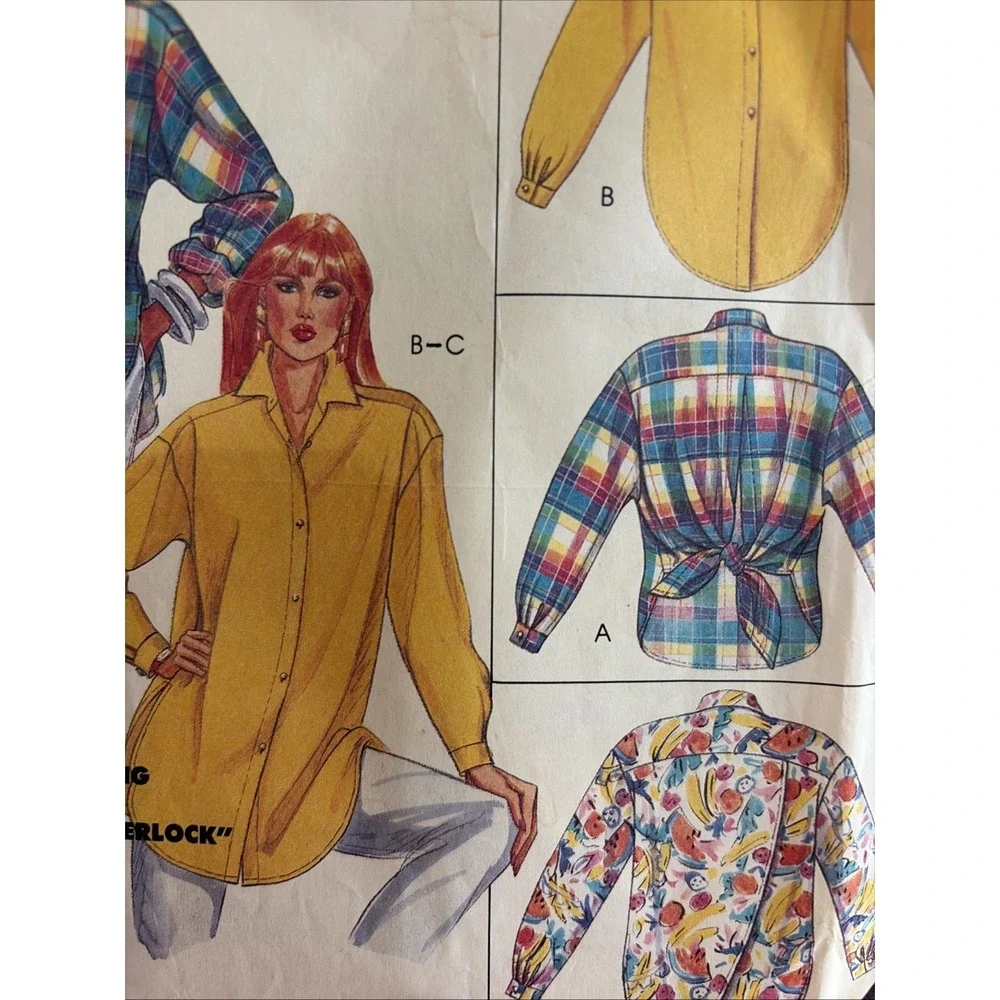 Vintage 1986 McCalls Blouse Sewing Pattern 2417 Size Petite Small Cut Complete